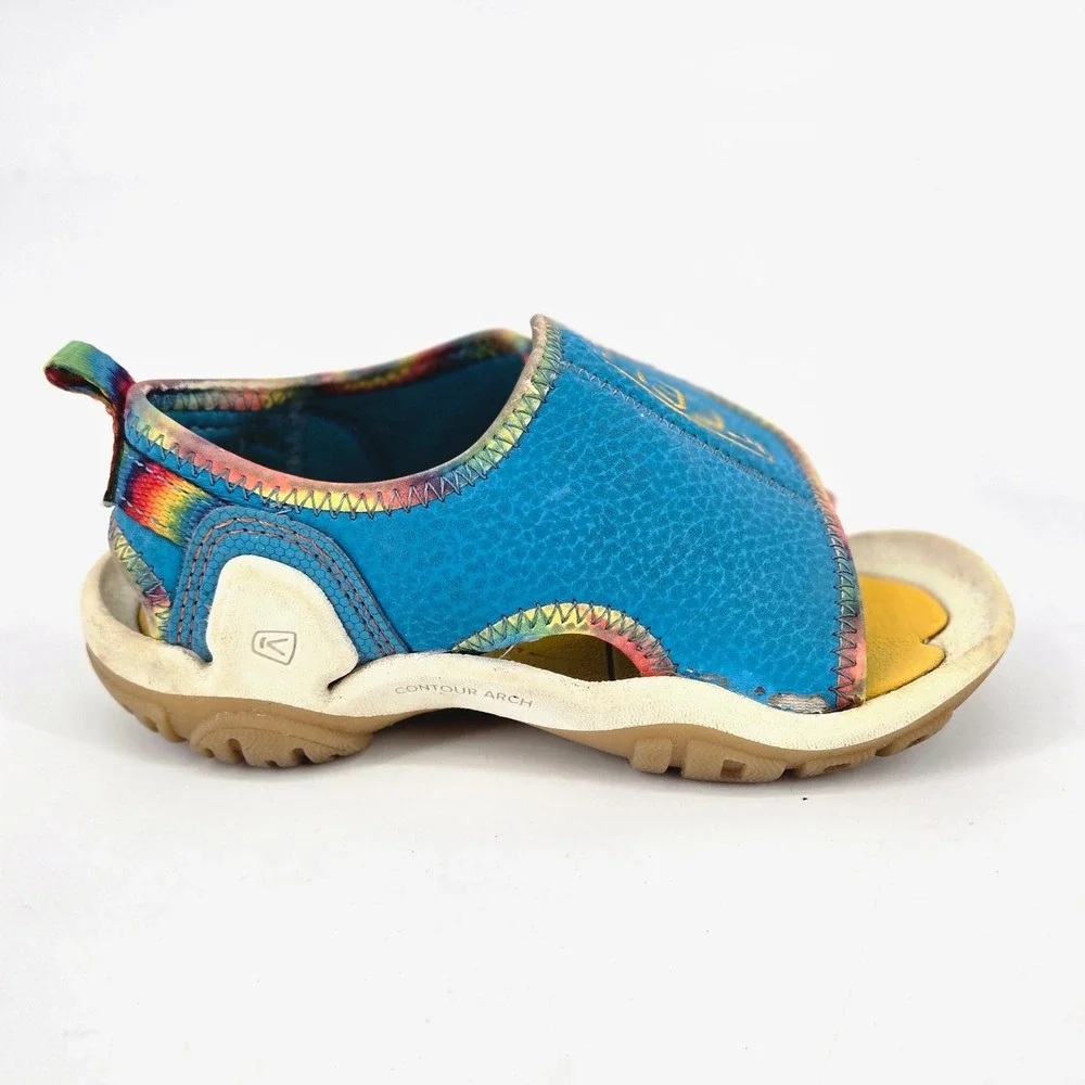 KEEN Kids Knotch River OT Blue Yellow Tie Dye Water Sandals Size 8 Toddler GUC